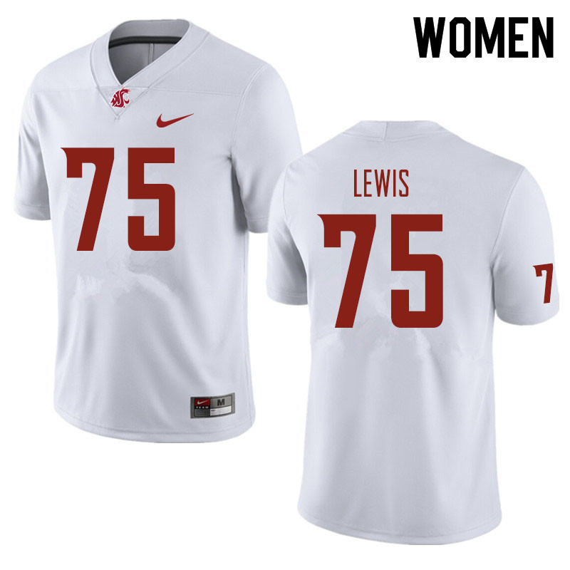 Women #75 Dylan Lewis Washington State Cougars Football Jerseys Sale-White